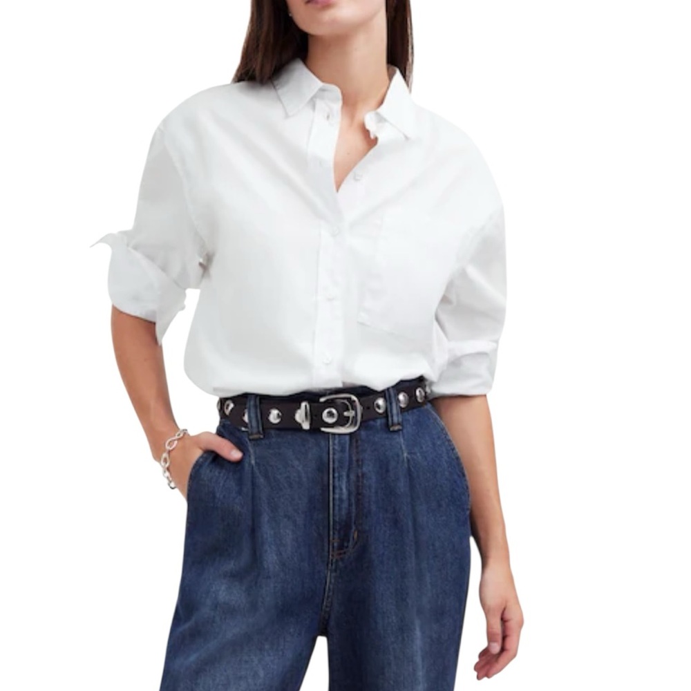 Madewell Relaxed Button-Up Shirt in Eyelet White